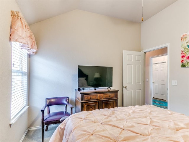 1512 Selborne Pl, Yukon, OK 73099 - carpeted bedroom with vaulted ceiling and baseboards