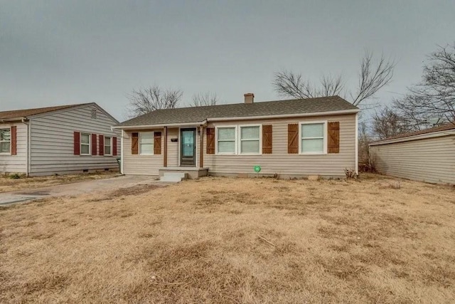 4017 Mallard Dr, Oklahoma City, OK 73115 - ranch-style home featuring a chimney and a shingled roof