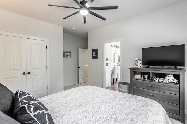 6301 144th Ave NE, Newalla, OK 74857 - bedroom with a closet, a ceiling fan, and baseboards