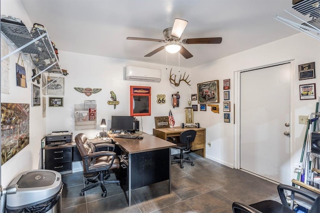 6301 144th Ave NE, Newalla, OK 74857 - office featuring an AC wall unit, a ceiling fan, and baseboards