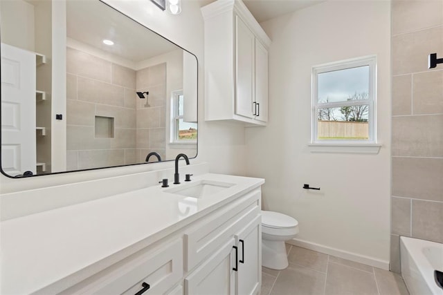3000 Road Runner Ct, Guthrie, OK 73044 - full bathroom with vanity, toilet, baseboards, and tile patterned floors