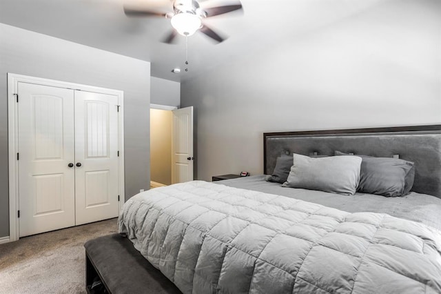 19633 Stratmore Way, Edmond, OK 73012 - bedroom featuring carpet floors, a closet, ceiling fan, and baseboards