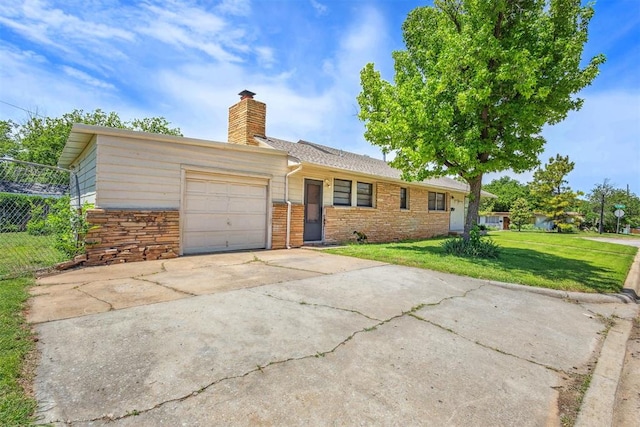 2600 NW 34th St, Oklahoma City, OK 731 - ranch-style home featuring an attached garage, a chimney, concrete driveway, and brick siding
