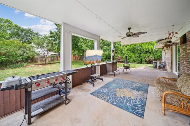 700 Nancy Lynn Ter, Norman, OK 73069 - view of patio featuring a ceiling fan and area for grilling