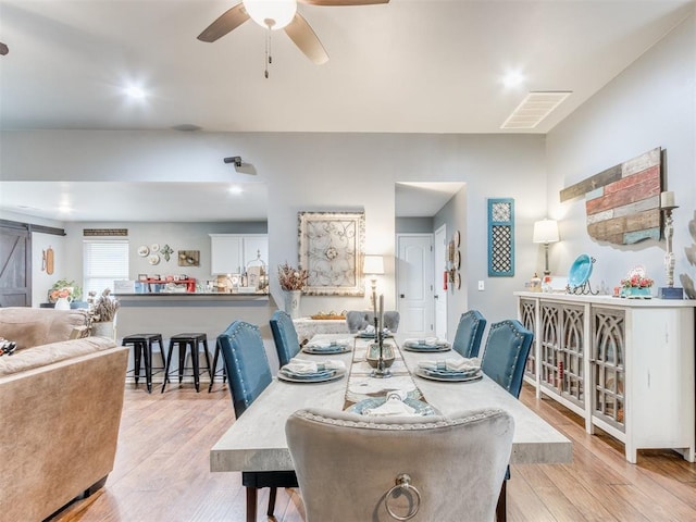 419 NE 23rd Ter, Newcastle, OK 73065 - dining space with light wood finished floors and a ceiling fan