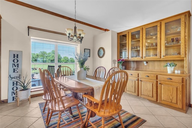 28256 N County Road 3210th Rd, Wynnewood, OK 73098 - dining space featuring light tile patterned flooring and a chandelier