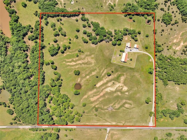 28256 N County Road 3210th Rd, Wynnewood, OK 73098 - aerial view of property and surrounding area featuring property parcel outlined