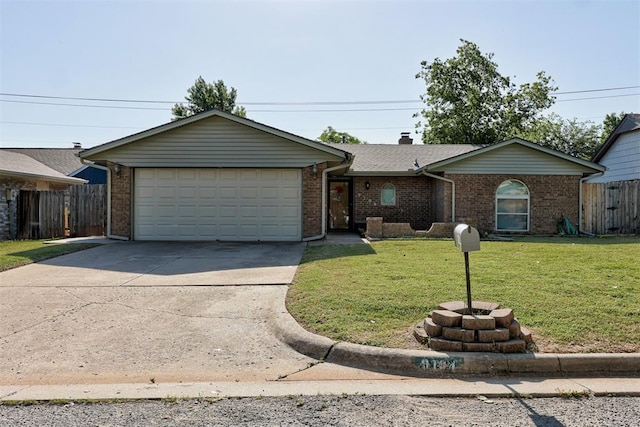 9104 Raven Ave, Oklahoma City, OK 73132 - ranch-style home featuring a garage, concrete driveway, and brick siding