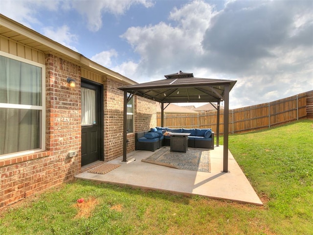 11704 NW 99th Ter, Yukon, OK 73099 - view of patio featuring an outdoor hangout area and a gazebo