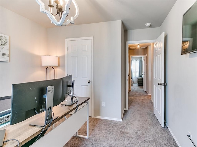 11704 NW 99th Ter, Yukon, OK 73099 - carpeted office space with a chandelier and baseboards