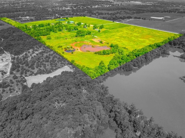 34325 E 1070th Rd, Mcloud, OK 74851 - view of property location with a large body of water and property boundaries highlighted