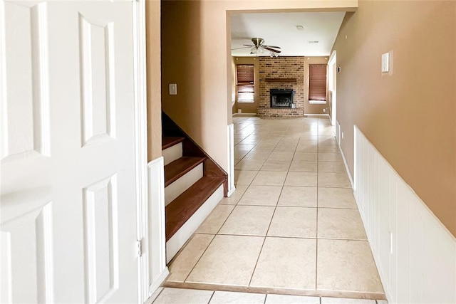 8409 Bigwood Dr, Oklahoma City, OK 73135 - corridor with light tile patterned floors and stairs