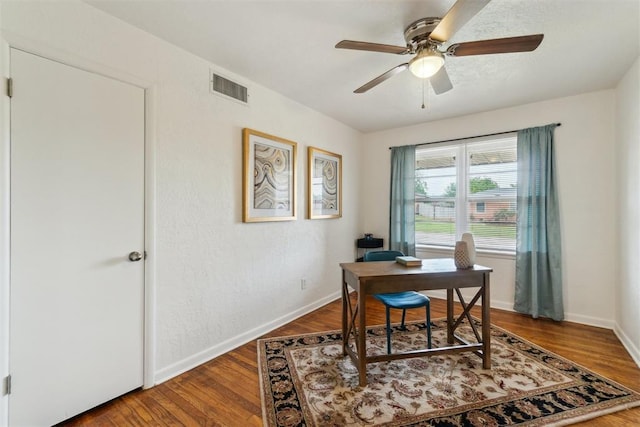 3831 NW Bell Ave, Lawton, OK 73505 - office with ceiling fan, baseboards, and wood finished floors
