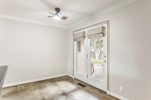 11100 Willow Grove Rd, Oklahoma City, OK 73120 - spare room featuring crown molding and ceiling fan