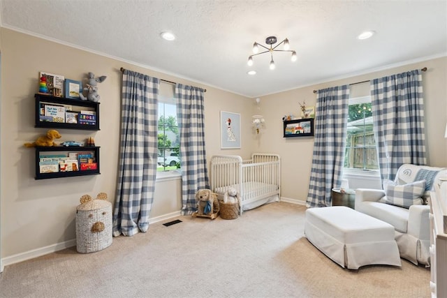 1201 Westchester Dr, Oklahoma City, OK 73114 - sitting room with ornamental molding, carpet, baseboards, and recessed lighting