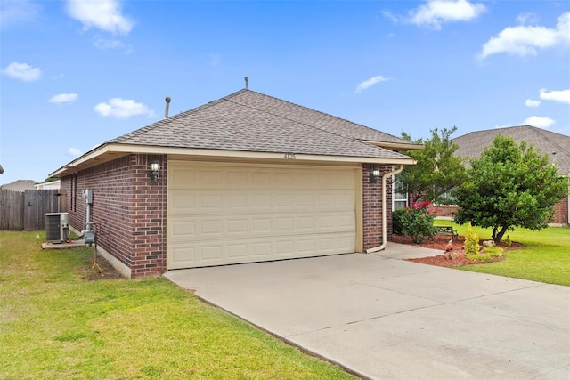 4125 Queens Dr, Moore, OK 73160 - view of front of house with brick siding, cooling unit, roof with shingles, and driveway