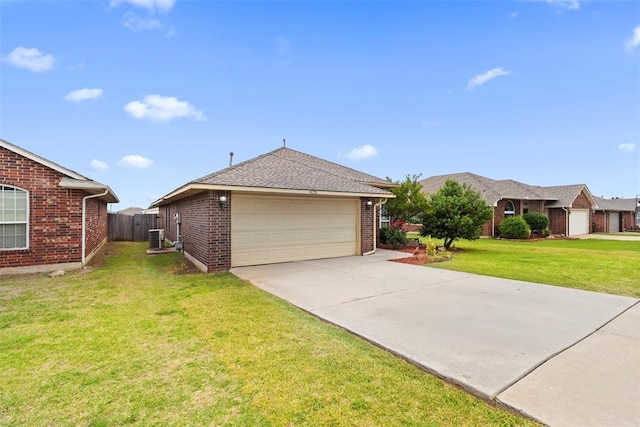 4125 Queens Dr, Moore, OK 73160 - ranch-style house featuring brick siding, cooling unit, and concrete driveway