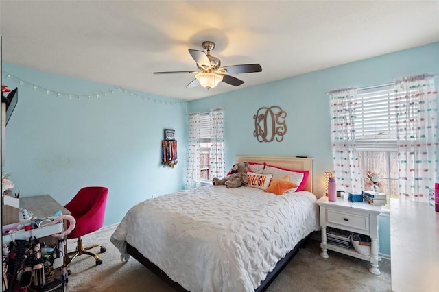 4125 Queens Dr, Moore, OK 73160 - bedroom featuring carpet flooring and a ceiling fan