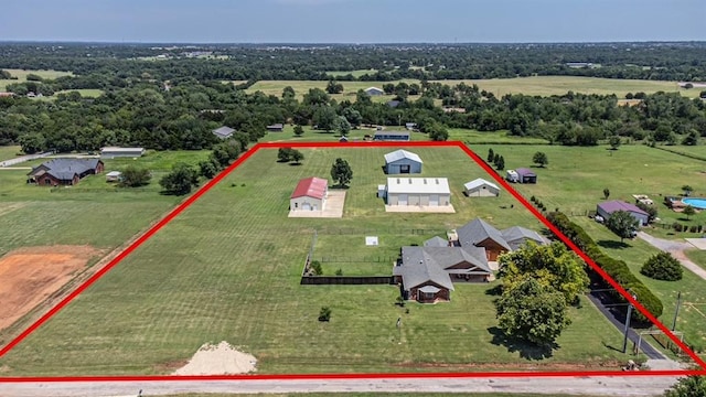 8100 N Burns Rd, Edmond, OK 73025 - aerial view of sparsely populated area featuring property parcel outlined