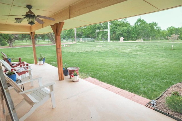 8100 N Burns Rd, Edmond, OK 73025 - view of patio / terrace with ceiling fan
