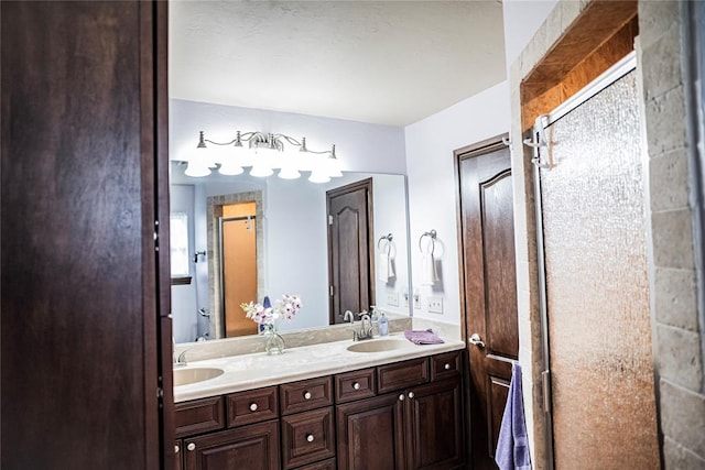 8100 N Burns Rd, Edmond, OK 73025 - full bathroom with double vanity and a shower stall