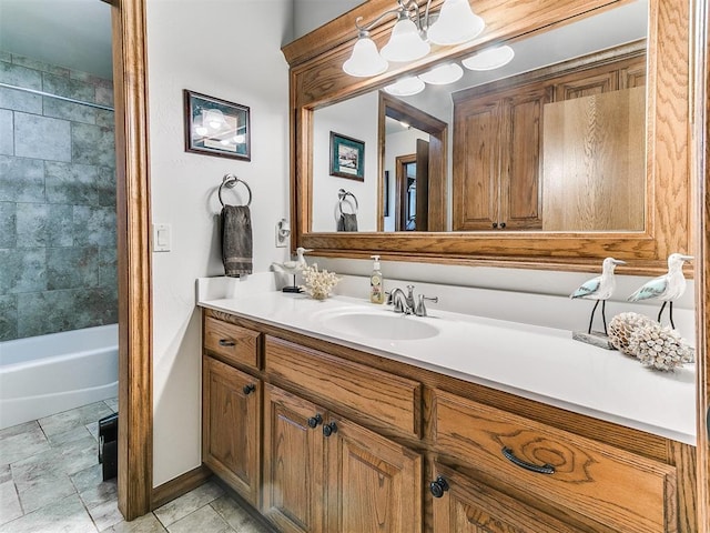 5877 W Washington Ave, Piedmont, OK 73078 - bathroom featuring vanity, shower / tub combination, and baseboards