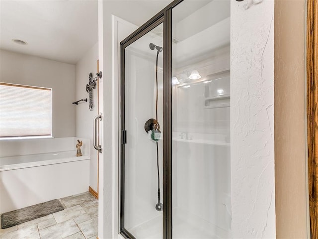 5877 W Washington Ave, Piedmont, OK 73078 - full bathroom featuring a stall shower and a bath