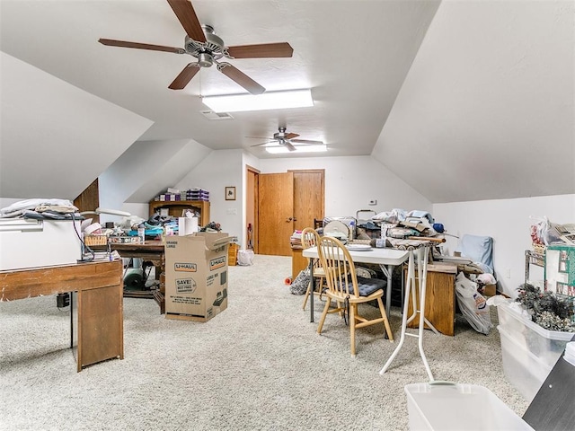 5877 W Washington Ave, Piedmont, OK 73078 - office space with ceiling fan, lofted ceiling, and carpet floors