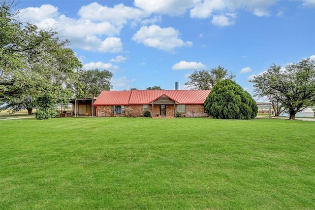 20523 E County Road 158th Rd, Altus, OK 73521 - ranch-style home with a front lawn and metal roof
