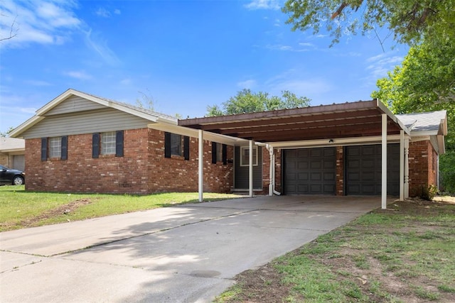 6 Utah Ave, Yukon, OK 73099 - ranch-style home featuring a garage, driveway, brick siding, and a front lawn