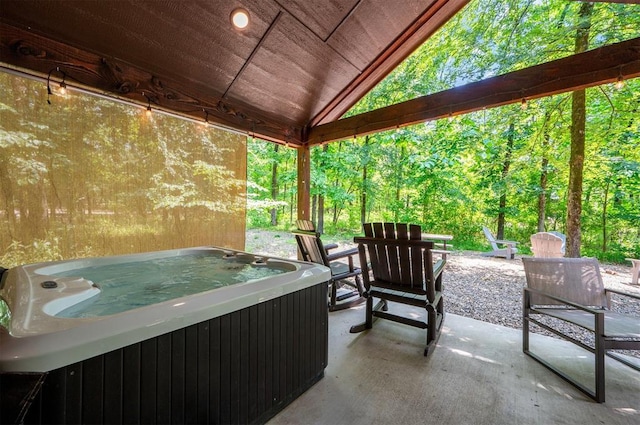 295 Orca Rd, Broken Bow, OK 74728 - view of patio with a hot tub