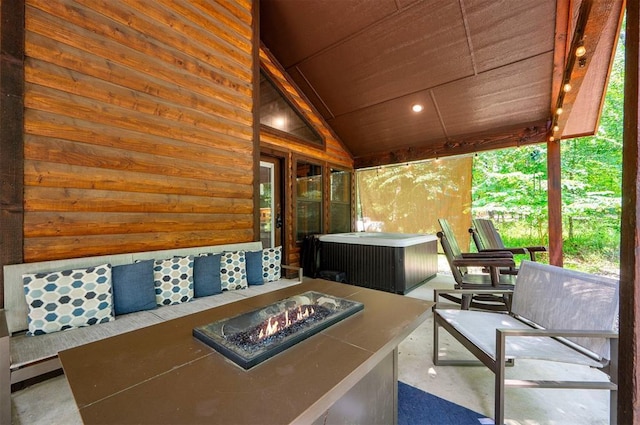 295 Orca Rd, Broken Bow, OK 74728 - view of patio featuring an outdoor fire pit