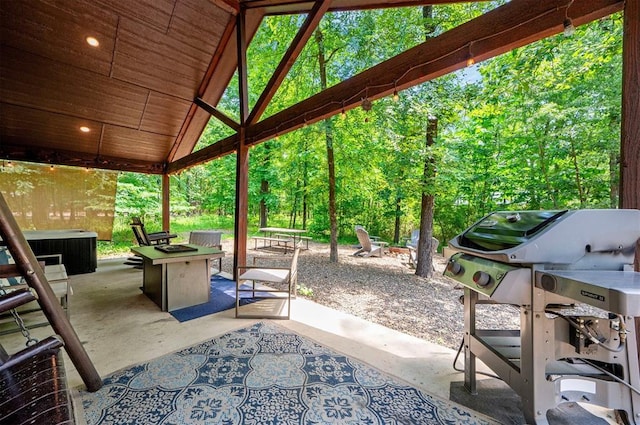 295 Orca Rd, Broken Bow, OK 74728 - view of patio with an outdoor fire pit and a grill