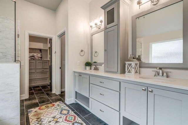 600 NW 186th St, Edmond, OK 73012 - full bath featuring double vanity, a walk in closet, and a shower