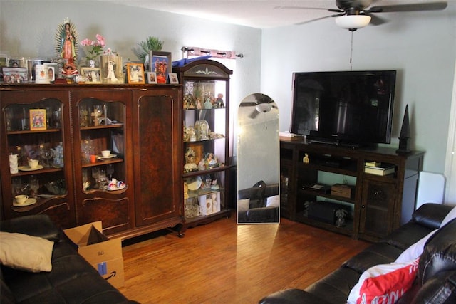 2508 N Cummings Dr, Oklahoma City, OK 73107 - living room featuring ceiling fan and wood finished floors