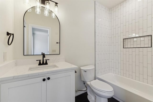 18617 Wolf Creek Dr, Edmond, OK 73012 - bathroom featuring vanity, toilet, and  shower combination