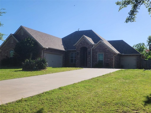 928 County St Unit 2932, Tuttle, OK 73089 - view of front of home with concrete driveway, brick siding, a garage, and a front yard