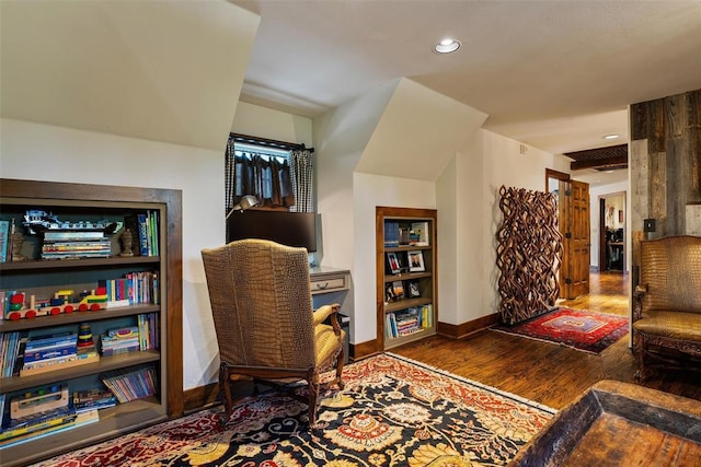 6638 Avondale Dr, Nichols Hills, OK 73116 - office area with wood finished floors, recessed lighting, and baseboards
