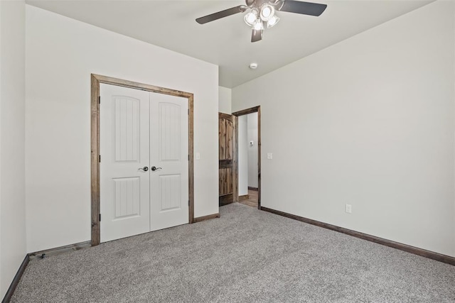 2414 Black Jack Way, Blanchard, OK 73010 - unfurnished bedroom featuring carpet floors, baseboards, a closet, and a ceiling fan