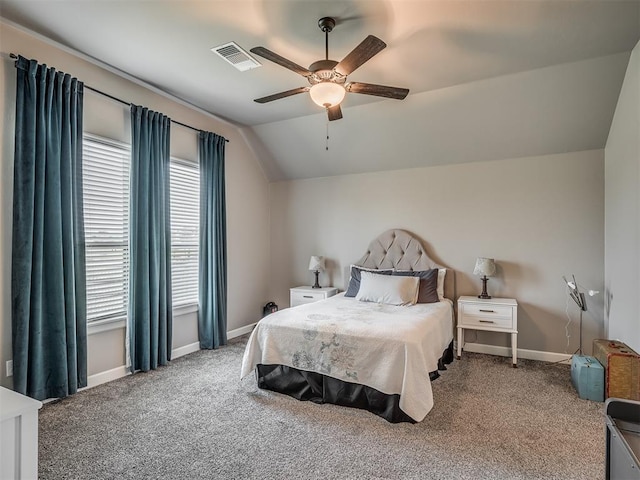 16112 Buffalo Dr, Oklahoma City, OK 73170 - bedroom featuring lofted ceiling, carpet, baseboards, and a ceiling fan