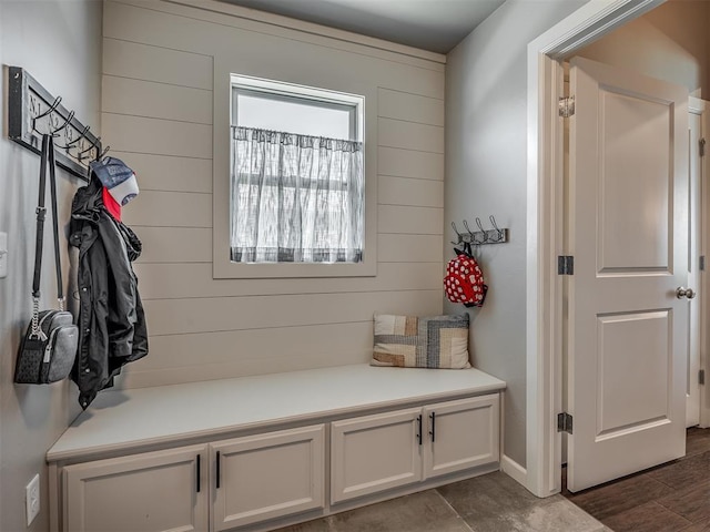 16112 Buffalo Dr, Oklahoma City, OK 73170 - mudroom featuring wood walls