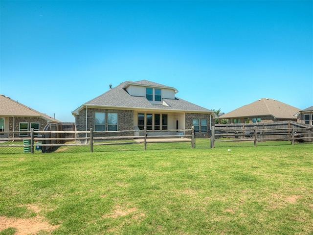 16112 Buffalo Dr, Oklahoma City, OK 73170 - rear view of house with a gate and brick siding
