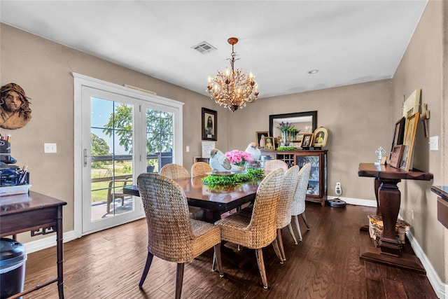 68 Ridgeview Rd, Ardmore, OK 73401 - dining space featuring a chandelier, wood finished floors, and baseboards