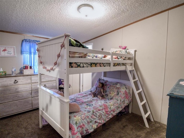 15026 N County Road 3370th Rd, Stratford, OK 74872 - bedroom with carpet flooring, a textured ceiling, and lofted ceiling