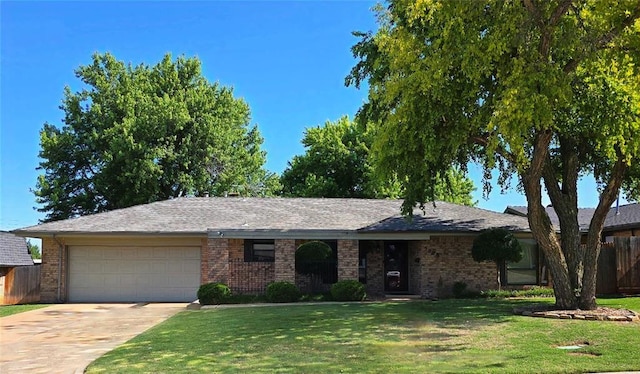 5909 NW 72nd Pl, Oklahoma City, OK 73132 - ranch-style home with an attached garage, driveway, and brick siding