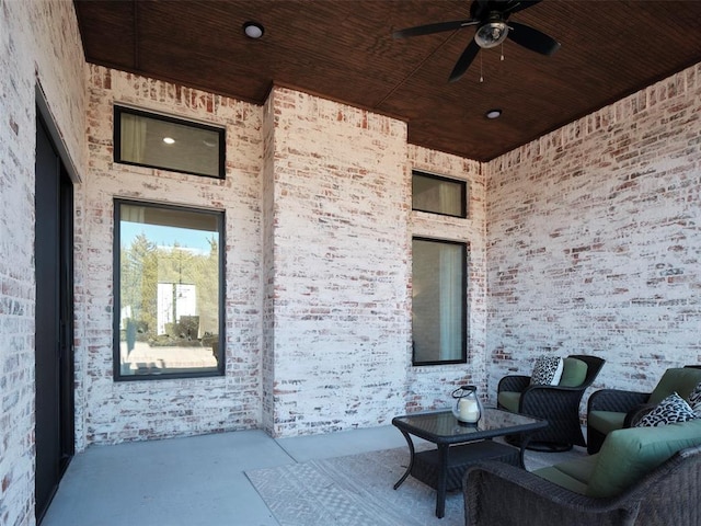 9117 SW 90th St, Mustang, OK 73064 - view of patio / terrace featuring ceiling fan