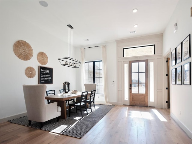9117 SW 90th St, Mustang, OK 73064 - dining room featuring light wood finished floors, baseboards, and recessed lighting
