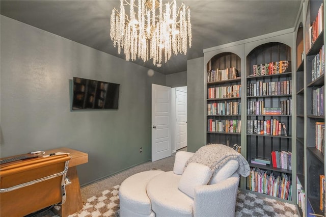 3429 Molly Dr, Yukon, OK 73099 - living area with carpet flooring and a chandelier