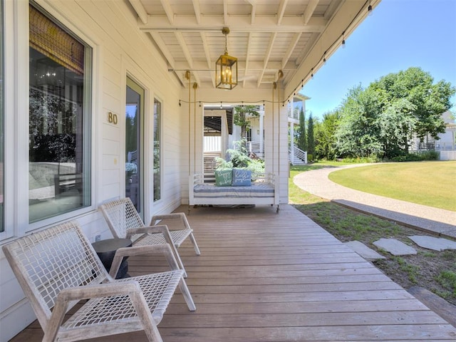 80 Pistache Ln, Carlton Landing, OK 74432 - wooden deck featuring a yard