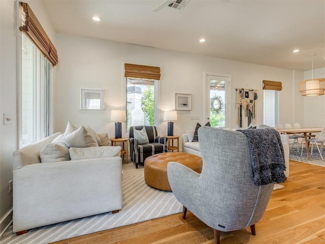 80 Pistache Ln, Carlton Landing, OK 74432 - living room featuring light wood-style floors and recessed lighting